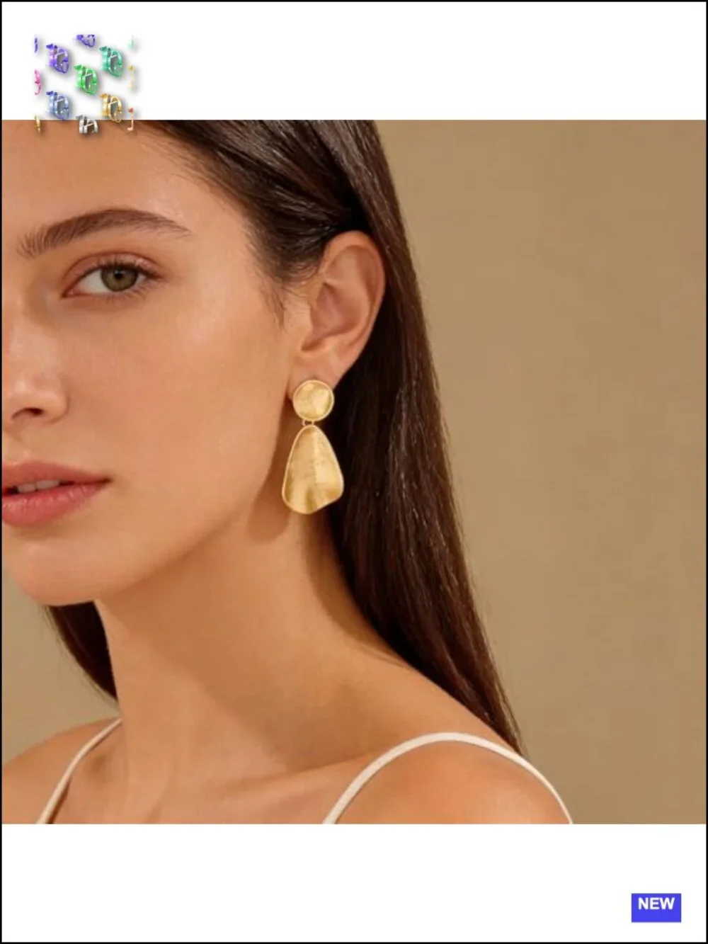 Gold Plated Geometric Chunky Dangle Earrings